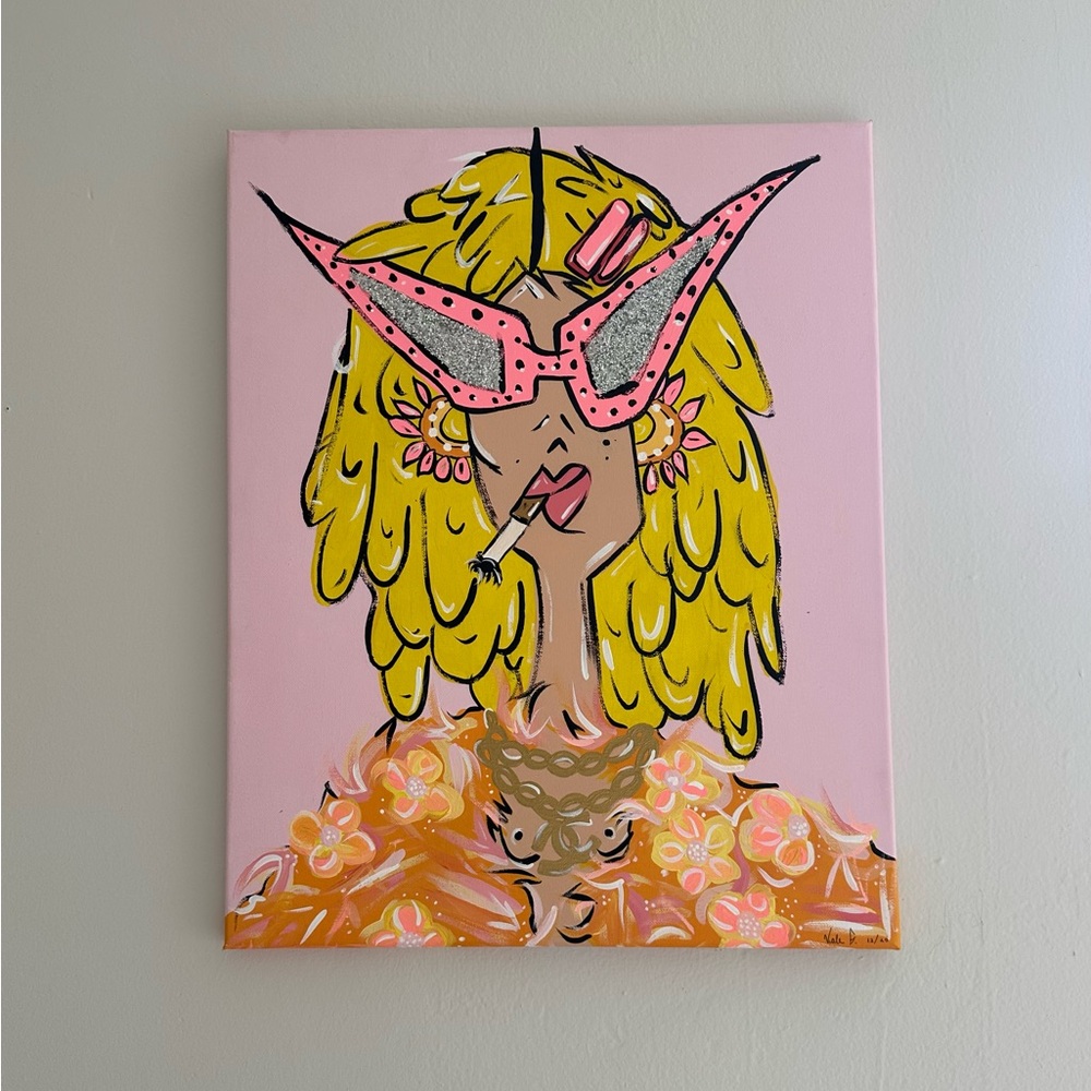 Vibrant Pink and Yellow Art Canvas
